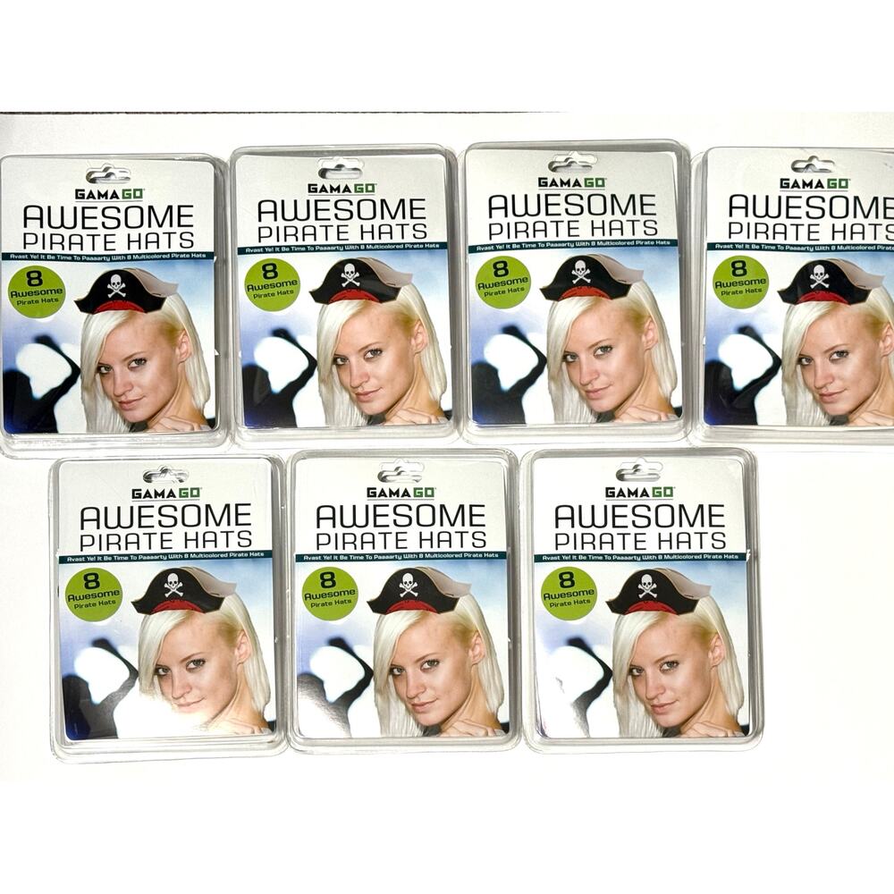 56 Mini Pirate Party Hats Folding Paper Cardstock Photo Booth Prop Multicolor
